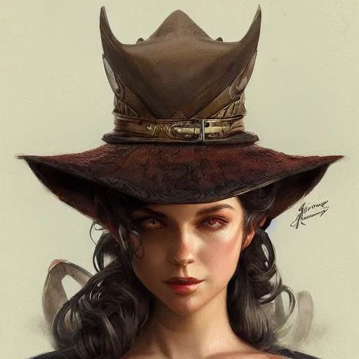 Prompt: portrait of floating hat, D&D, fantasy, intricate, elegant, highly detailed, digital painting, artstation, concept art, smooth, sharp focus, illustration, art by artgerm and greg rutkowski