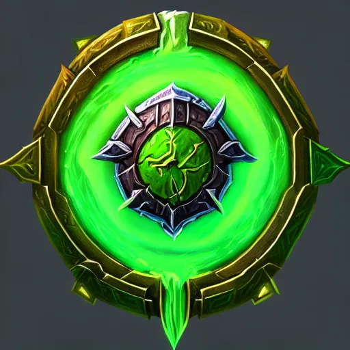 Image similar to bright shield of warcraft blizzard shield art, a spiral green leaves shield. bright art masterpiece artstation. tree and roots shield, 8k, sharp high quality illustration in style of Jose Daniel Cabrera Pena and Leonid Kozienko, green colored theme, concept art by Tooth Wu,