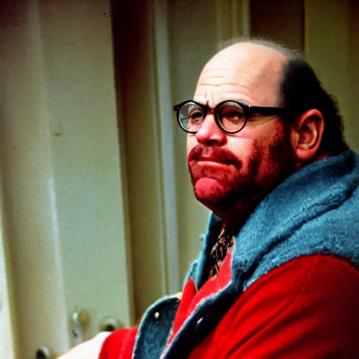 Image similar to colored photo of george costanza as in red communist clothing, 1 9 7 5 photo, 3 5 mm film, by steve mccurry