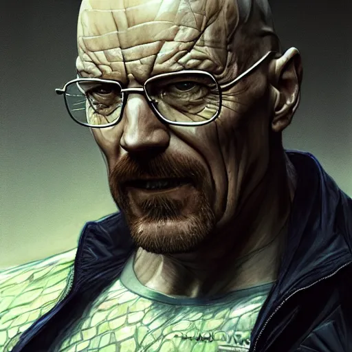 Image similar to a sketch of walter white as venom the symbiote | venom movie | ~ ~ cinematic ~ ~ lighting | award - winning | closeup portrait | by donato giancola and mandy jurgens and charlie bowater | featured on artstation | pencil sketch | sci - fi alien