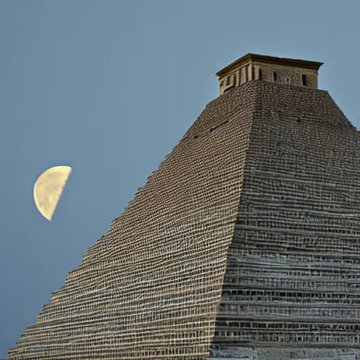 Image similar to a ziggurat to the moon