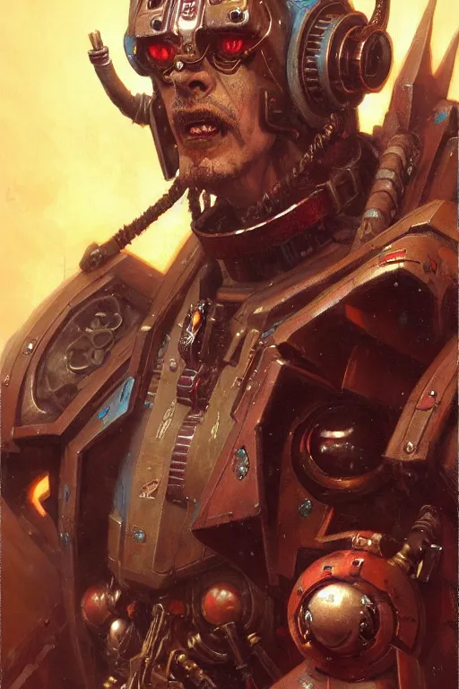 Image similar to cyberpunk warhammer 4 0 k steve buscemi, character design, painting by gaston bussiere, katsuya terada, frank frazetta, tom of finland, trending on artstation