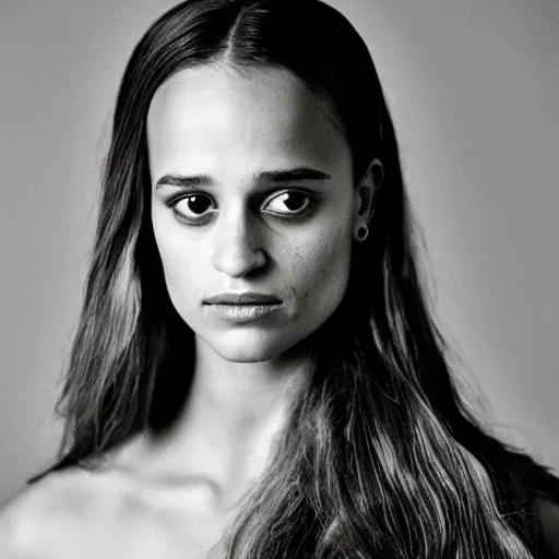 Image similar to portrait of Alicia Vikander , in the style of Goethe