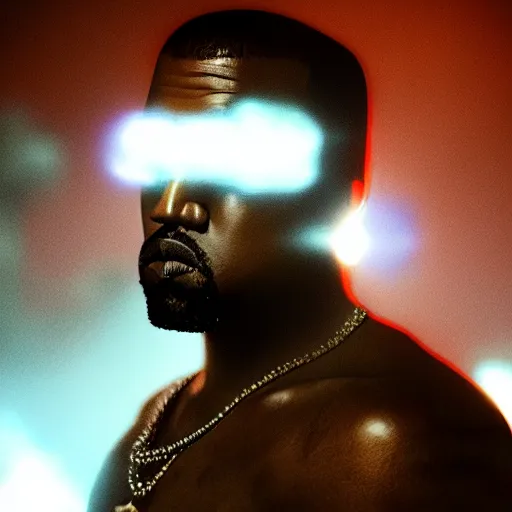 Prompt: Kanye West as Duke Nukem, splash art, movie still, cinematic lighting, dramatic, octane render, long lens, shallow depth of field, bokeh, anamorphic lens flare, 8k, hyper detailed, 35mm film grain