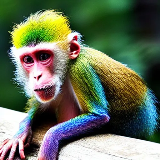 Prompt: a rainbow monkey