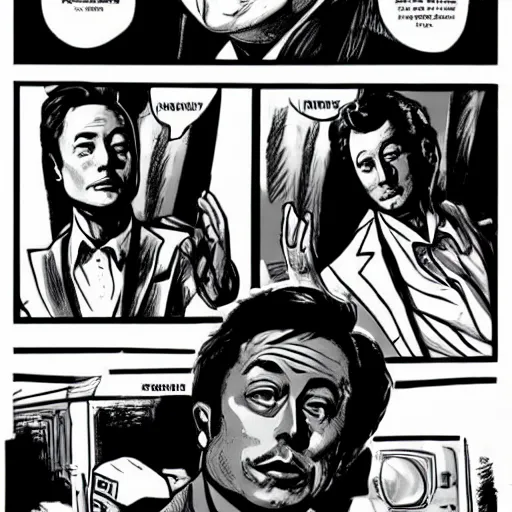 Prompt: comic style elon musk as 70s pimp