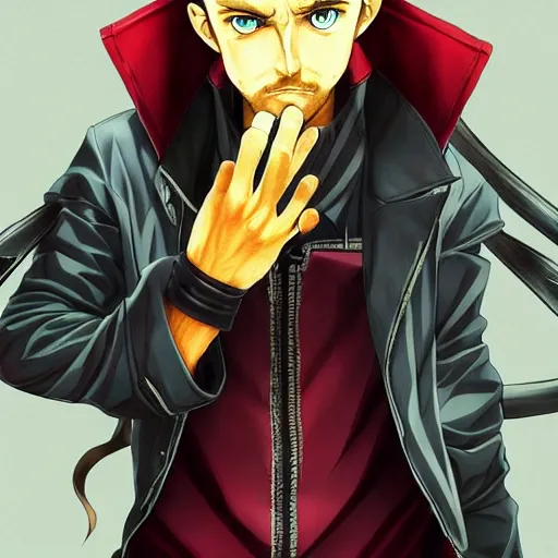 Image similar to portrait of jesse pinkman cosplaying alucard anime fantasy illustration by tomoyuki yamasaki, kyoto studio, madhouse, ufotable, trending on artstation