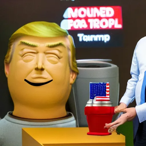 Prompt: donald trump smelling his own farts from an emoji poo jar, realistic, award winning, photography,