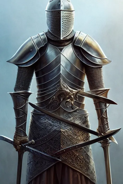 Image similar to Portrait of a highly detailed knight holding a large sword, full body, fine art, awesome fantasy book cover on Pinterest, award winning, dark fantasy landscape, fantasy magic, intricate, elegant, sharp focus, cinematic lighting, highly detailed, digital painting, concept art, art by WLOP and Artgerm and Greg Rutkowski, masterpiece, trending on artstation, 8K