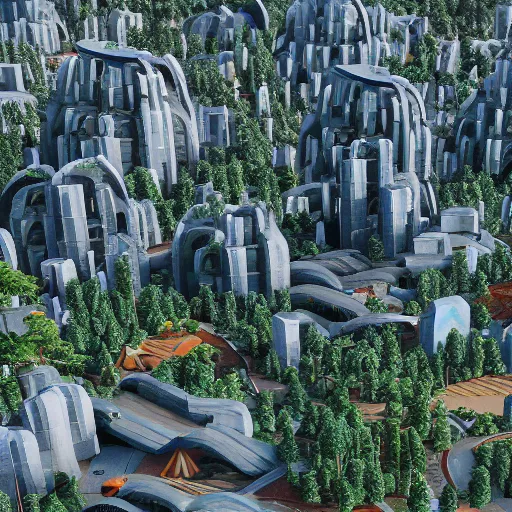 Prompt: city on a mountain, buildings in the form of mushrooms, time - lapse, unreal engine, octane render, hyper detailed