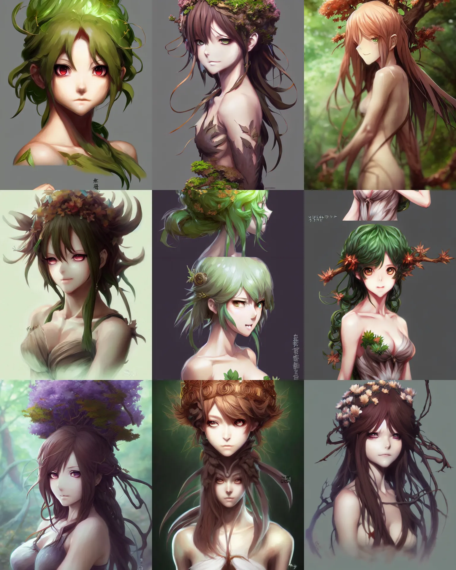 Prompt: character concept art of an anime dryad | | cute - fine - face, pretty face, realistic shaded perfect face, fine details by antilous chao, stanley artgerm lau, wlop, marc simonetti, and sakimichan, tranding on artstation, @ umespiao