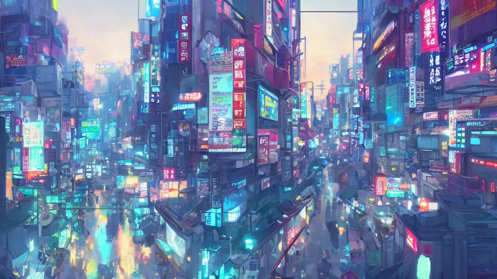 Prompt: landscape of a The Tokyo city , rich vivid colors, ambient lighting, dynamic lighting, official media, anime key visual, makoto shinkai, ilya kuvshinov, lois van baarle, rossdraws, detailed, trending on artstation.