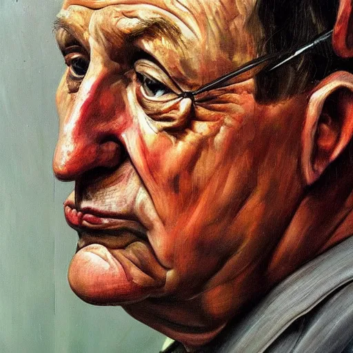 Image similar to high quality high detail painting by lucian freud, hd, portrait of bus driver, photorealistic lighting