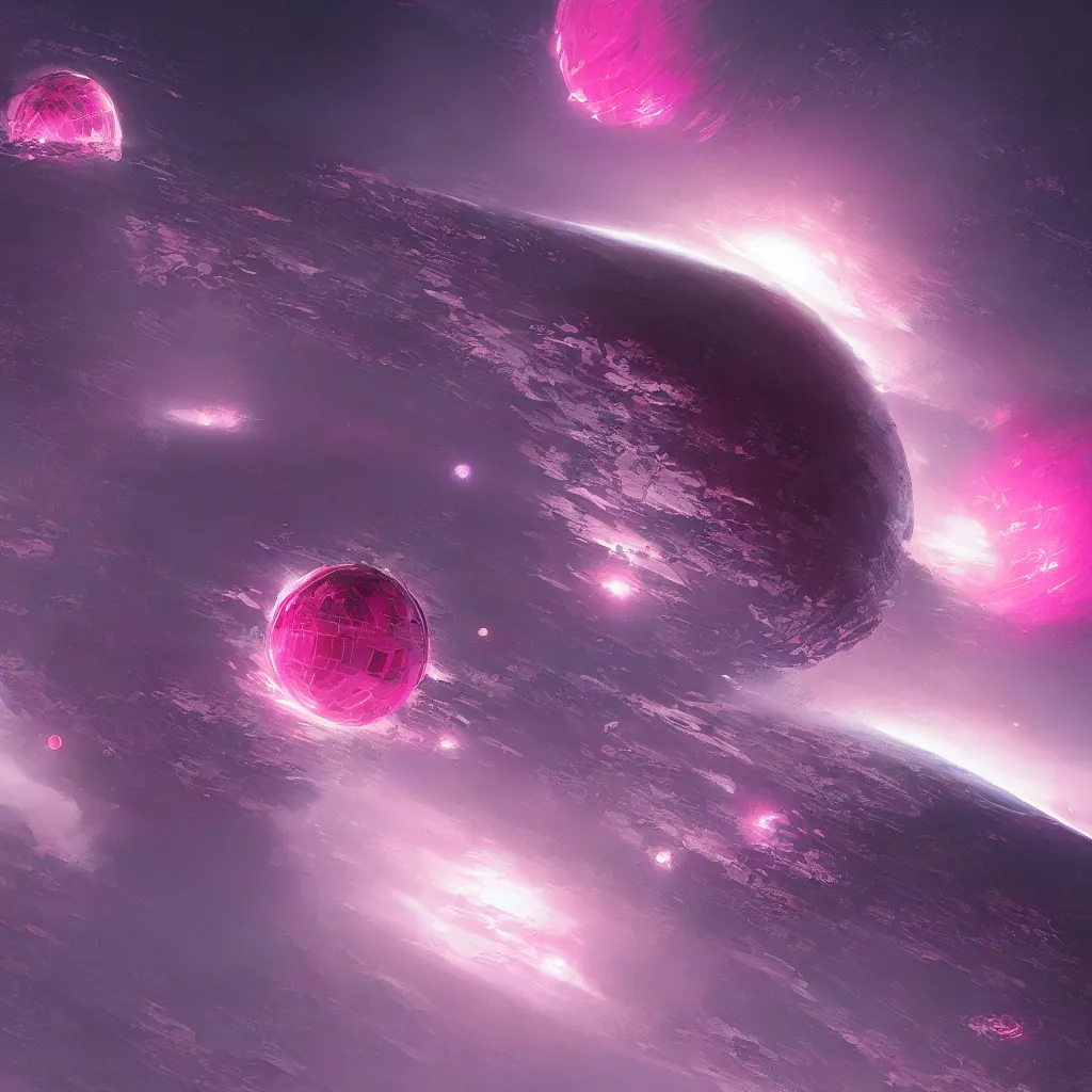 Prompt: portrait of dyson sphere program pink planet, concept art, by greg rutkowski, xray melting colors