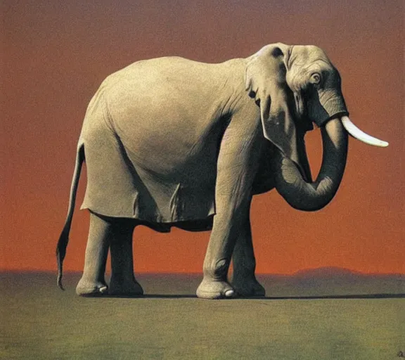Image similar to ancient psychic tandem war elephant from adventure time by rene magritte, beksinski technique