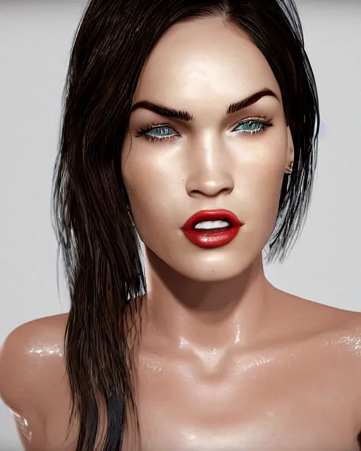 Prompt: megan fox made out of mayonnaise, mayonnaise in the shape of a human face, professional food photography, unreal engine, photorealistic 3 d render