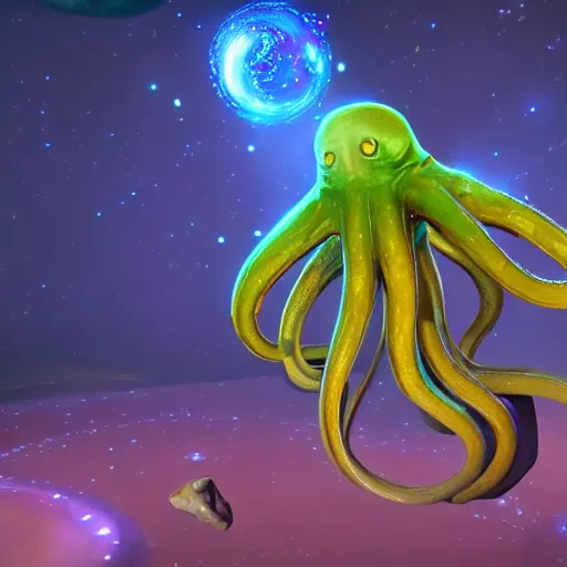 Prompt: astral octopus with galaxies inside the arms, unreal engine, game, stylized