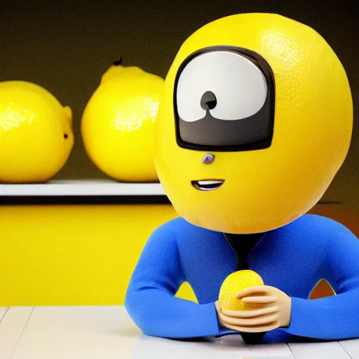 Image similar to anthropomorphic lemon Mark Zuckerberg, a lemon is the CEO of Meta