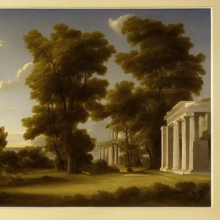 Prompt: a building in a serene landscape, by antonio canova