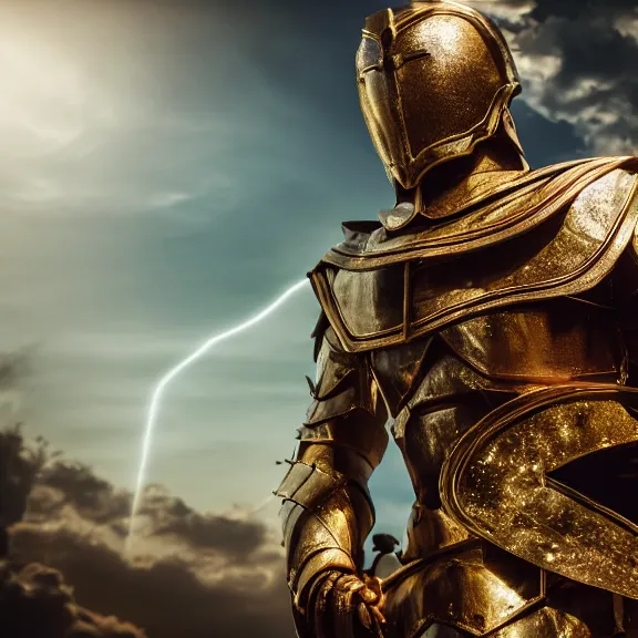 Image similar to magical roman armor, splash art, movie still, cinematic lighting, dramatic, octane render, long lens, shallow depth of field, bokeh, anamorphic lens flare, 8k, hyper detailed, 35mm film grain