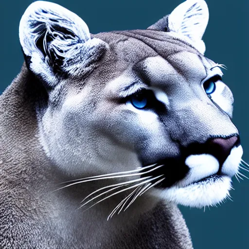 Image similar to a profile photo of a cougar head blue white