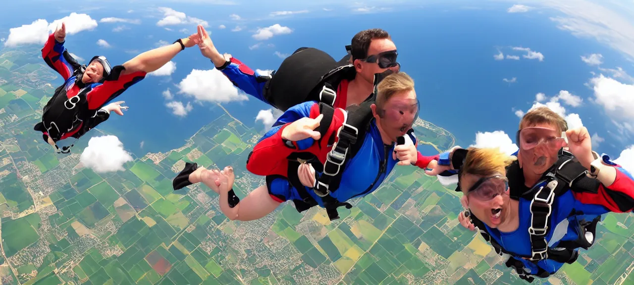 A skydiving hamster wearing full skydiving gear, Stable Diffusion