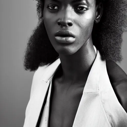 Image similar to African model portrait photograph, editorial story, British Vogue, editorial photographer by Peter Gehrke