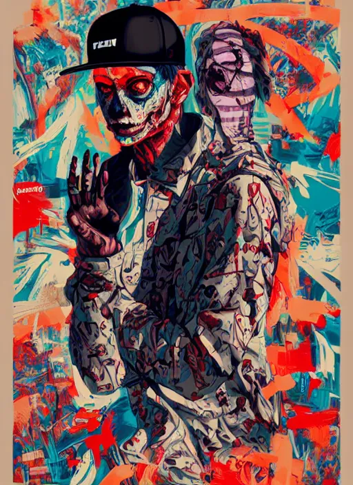 Image similar to zombie full body hiphop streetwear drip, tristan eaton, victo ngai, artgerm, rhads, ross draws