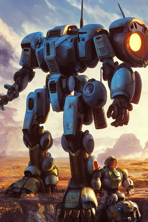 Image similar to mechwarrior 5 : mercenaries mech megaman transformer robot boss tank engine game octane render, 4 k, hd 2 0 2 2 3 d cgi rtx hdr style chrome reflexion glow fanart, global illumination ray tracing hdr fanart arstation by ian pesty by jesper ejsing pixar and disney unreal zbrush central hardmesh