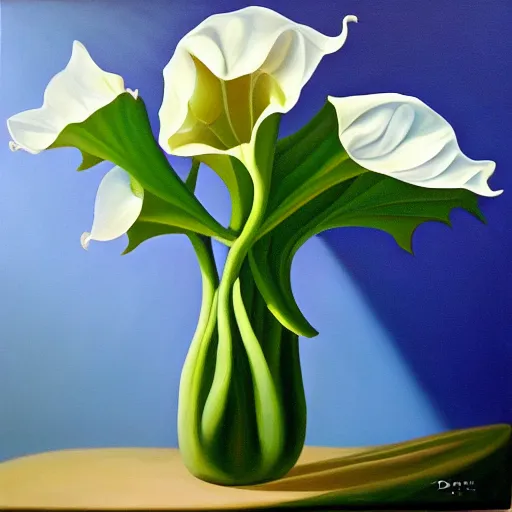 Prompt: oil painting of datura strammonium flowers