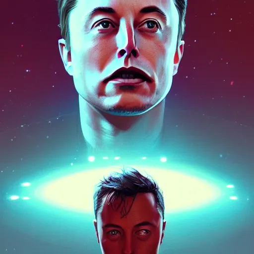 Prompt: Portrait of Elon Musk hologram in a desolate space colony, by Anna Dittmann and Ilya Kuvshinov, Nikolay Makovsky, fantasy, high detail, elegant, digital painting, WLOP, natural light, vibrant, intricate, textured skin, highly detailed, artstation, sharp, focus, illustration, Nikolay Makovsky