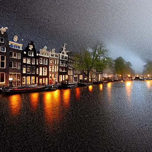 Image similar to amsterdam during a storm, very realistic, photorealistic, cinematic