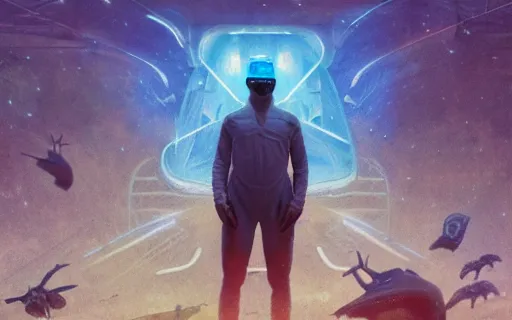 Image similar to Mattepainting of a man in a space ranger unform surrounded large moths, digital illustration by Greg Rutkowski and Zdislav Beksinski