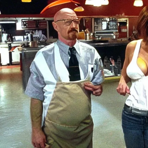 Image similar to Walter White as a hooters waitress