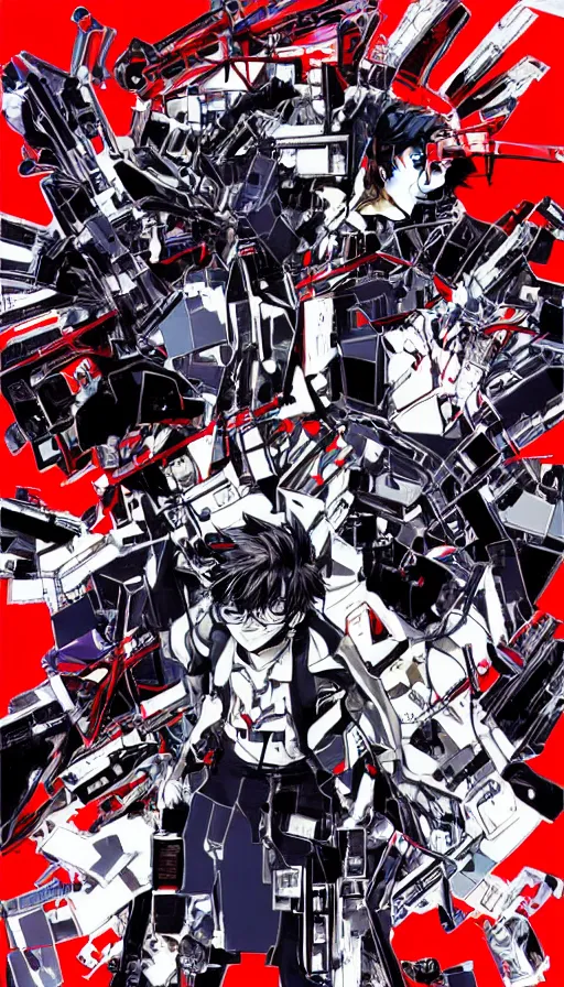 Prompt: techno artwork, by hideaki anno