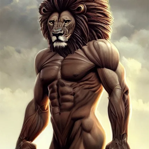 Prompt: a muscular half man half lion mutant creature,digital art,ultra realistic,ultra detailed,art by greg rutkowski,hyperdetailed,anthropomorphic,photorealistic,trendimg on artstation,deviantart,photorealiatic,hyperdetailed,hyperrealistic,studio lighting,studio photography,professional photography,professional lighting,detailed face,3 point lighting,4k