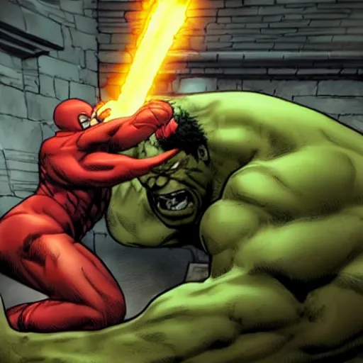 Image similar to hulk fighting against juggernaut from x - men, action scene, cinematic