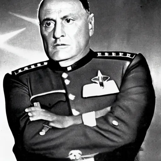 Image similar to A still of Mussolini in Star Trek