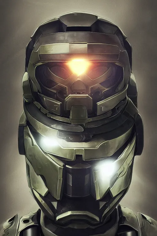 Image similar to robot ninja mask helmet halo master chief radiating a glowing aura global illumination ray tracing hdr fanart arstation by ian pesty and katarzyna da „ bek - chmiel