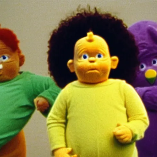 Prompt: Steve Brule in The Teletubbies