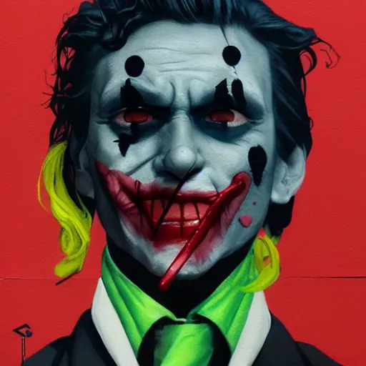 Image similar to Joker picture by Sachin Teng, asymmetrical, dark vibes, Realistic Painting , Organic painting, Matte Painting, geometric shapes, hard edges, graffiti, street art:2 by Sachin Teng:4