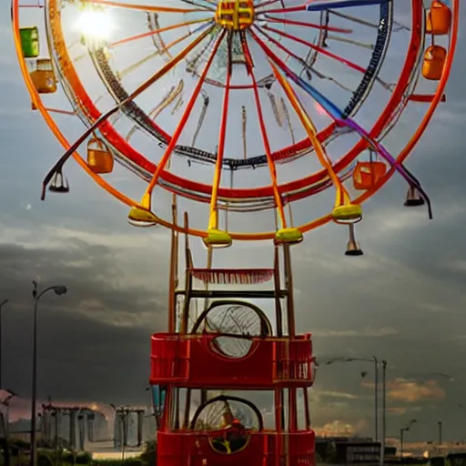 Image similar to cat made out of ferris wheels