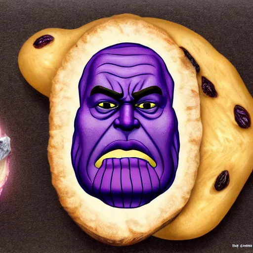 Image similar to thanos as an raisin with raisin features with the face of thanos, jamming with the californian raisins, realistic, hyperrealistic, ultra realistic, real, real world, highly detailed, very detailed, extremely detailed, intricate details, 8 k resolution, hd quality