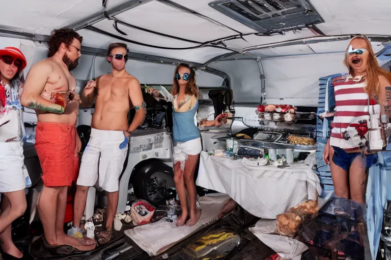 Image similar to redneck astronaut summer grillparty in trailer park, detailed, cinematic photo