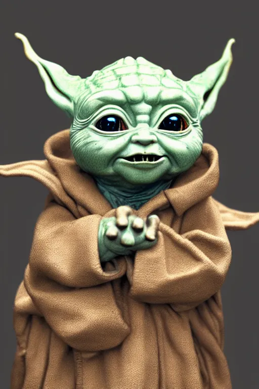 Image similar to digital masterpiece illustration concept art of porcelain statue of doge as baby yoda, extremely detailed and intricate complexity, epic composition, magical atmosphere, cinematic lighting, wide long shot, trending on artstation, 8 k