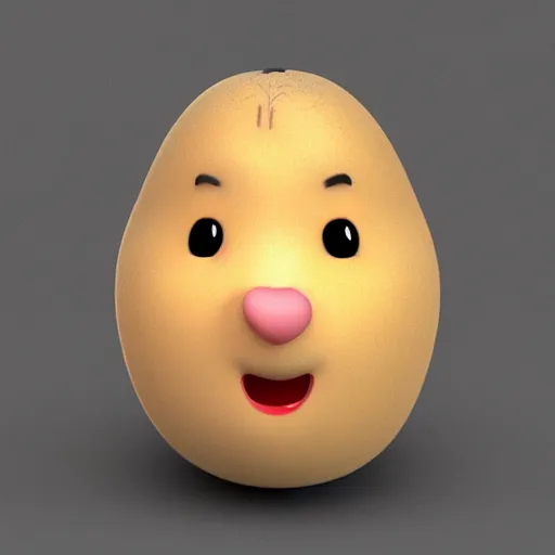 Image similar to 3 d rendered potato with adorable face cute