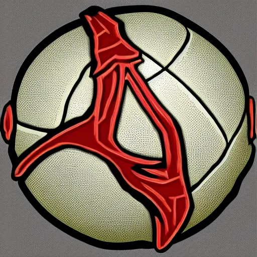 Prompt: a dungeons and dragons mimic shaped as a basketball, digital art