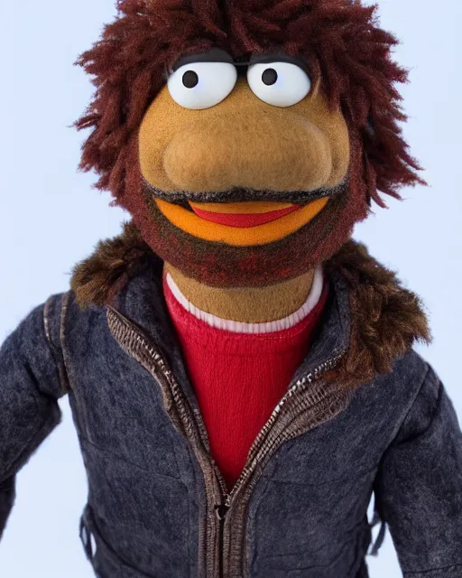 Image similar to roy anderson as a muppet. highly detailed felt. hyper real photo. 4 k.