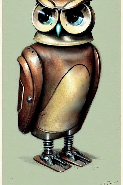 Image similar to (((((1950s cute retro robot owl . muted colors.))))) by Jean-Baptiste Monge !!!!!!!!!!!!!!!!!!!!!!!!!!!!!!