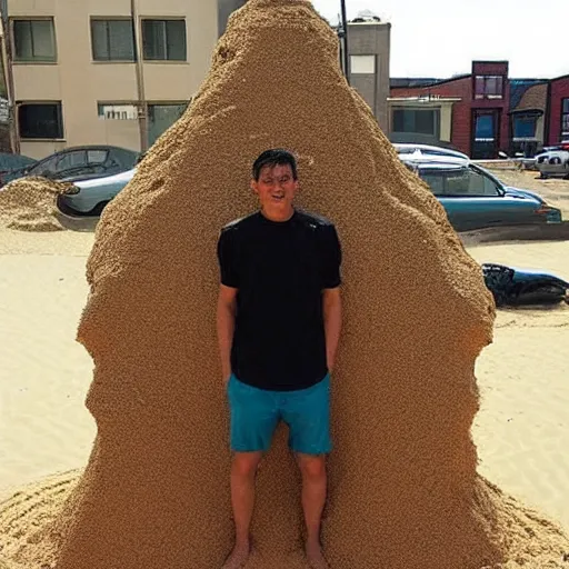 Prompt: “a human sandcastle.”